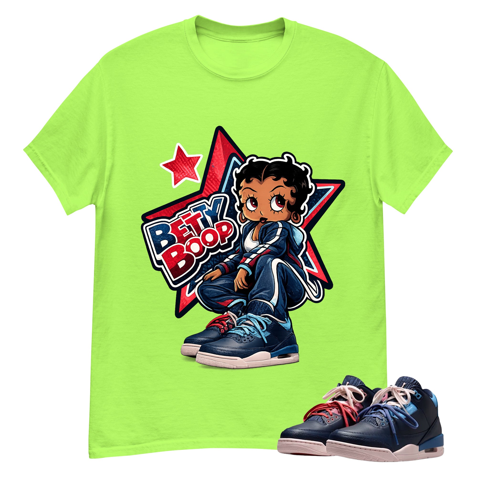 Betty Boop Star Shirt To Match Air Jordan 3 Sports Renaissance Unisex Cotton Graphic Tee