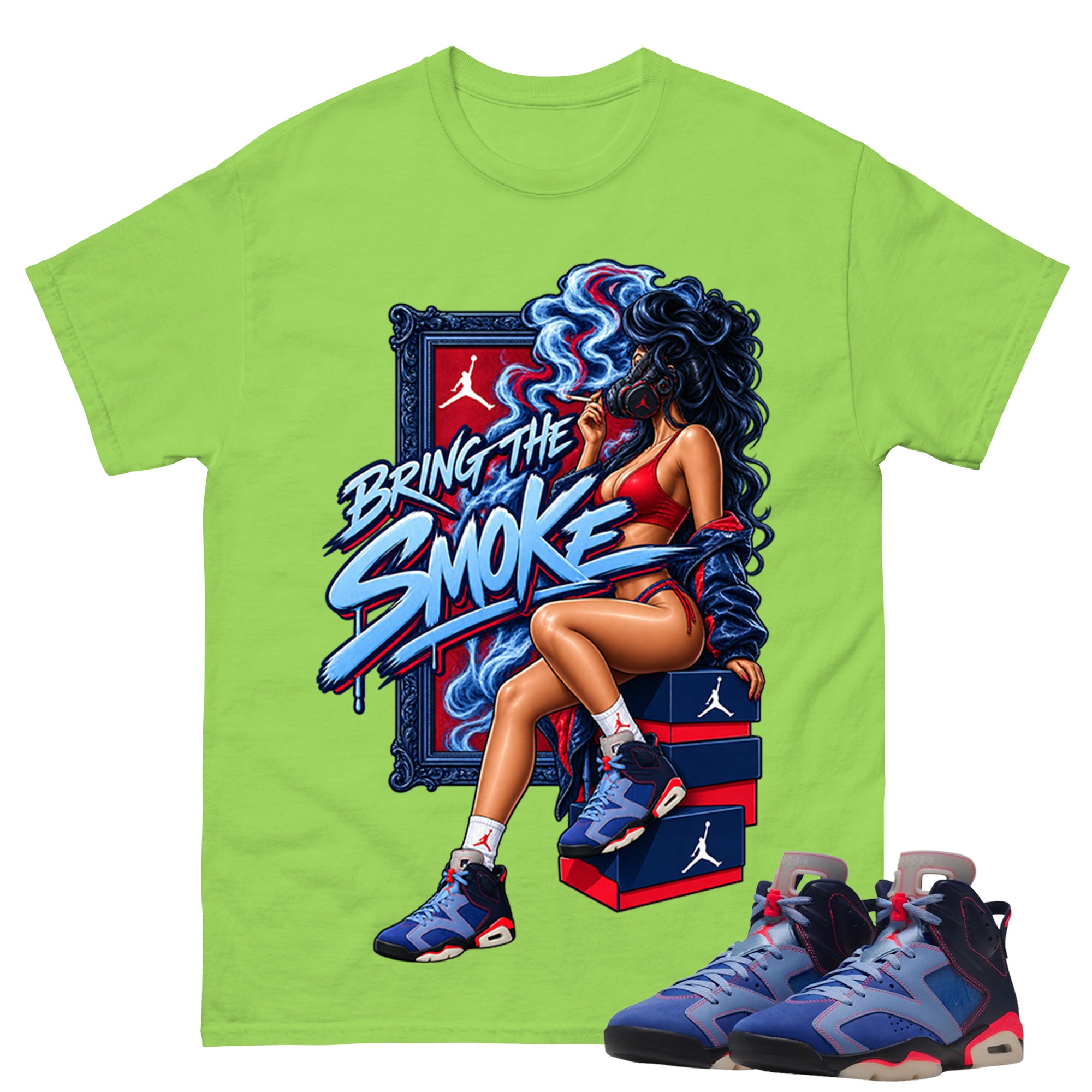 Bring The Smoke Shirt To Match Air Jordan 6 x Awake NY Midnight Navy Unisex Cotton Graphic Tee