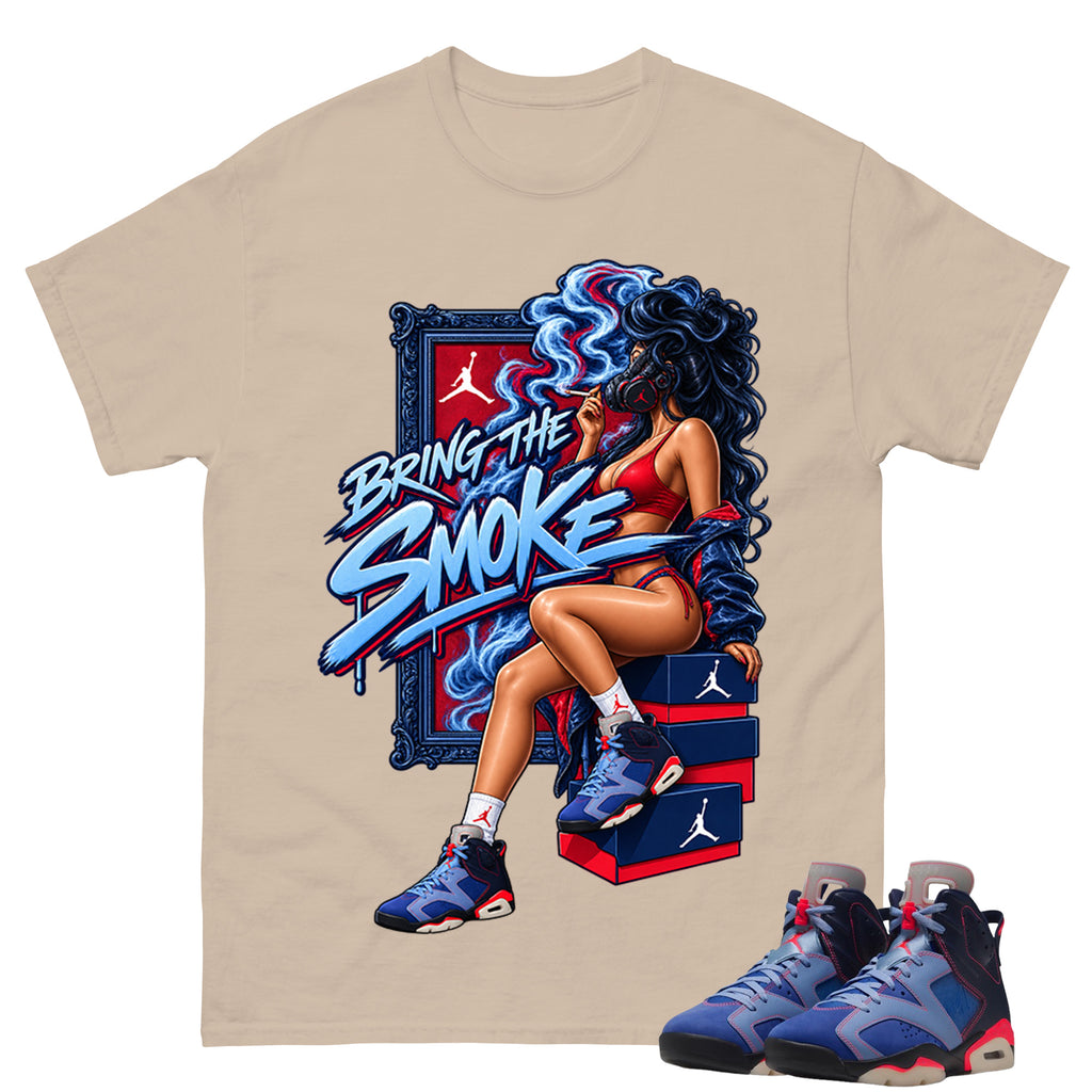Bring The Smoke Shirt To Match Air Jordan 6 x Awake NY Midnight Navy Unisex Cotton Graphic Tee