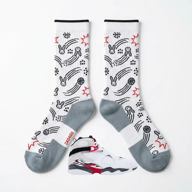 Bugs Bunny 2025 Sneaker Match Socks – Air Jordan 8 Retro Inspired Mid-Cut Crew Socks Hover Image