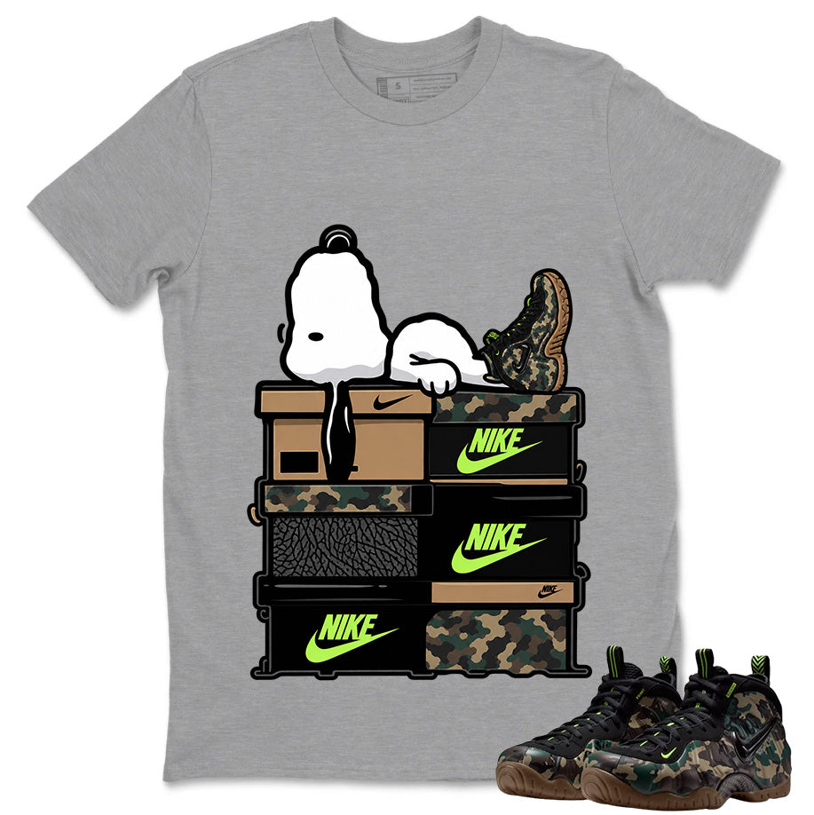 Chillin' Snoopy Shirt To Match Air Foamposite Pro Black Camo Unisex Cotton Graphic Tee
