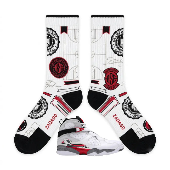Countdown Pack 2008 Sneaker Match Socks – Air Jordan 8 Retro Inspired Mid-Cut Crew Socks Hover Image