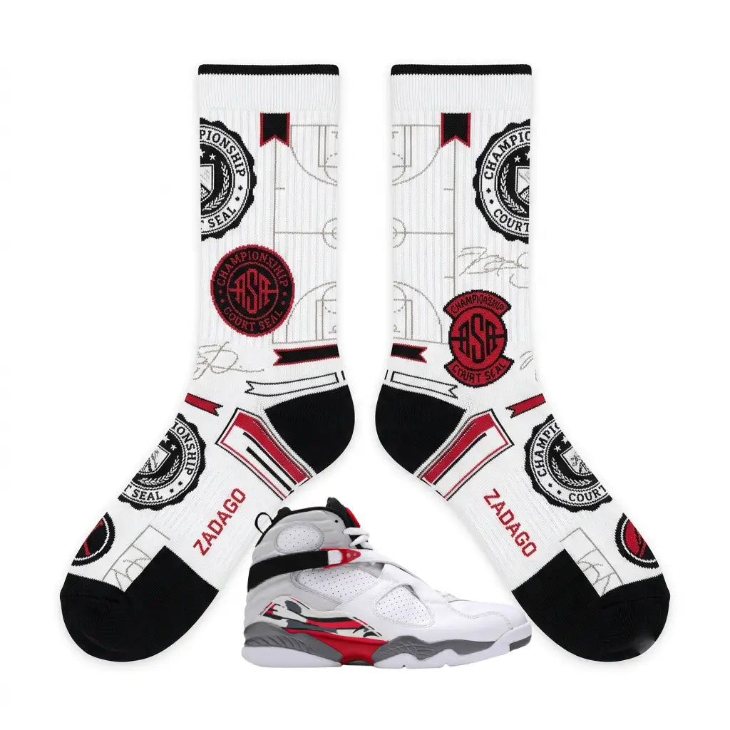Countdown Pack 2008 Sneaker Match Socks – Air Jordan 8 Retro Inspired Mid-Cut Crew Socks