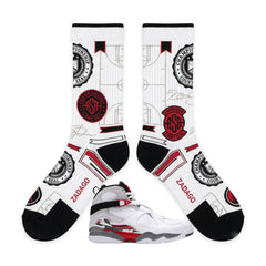 Countdown Pack 2008 Sneaker Match Socks – Air Jordan 8 Retro Inspired Mid-Cut Crew Socks