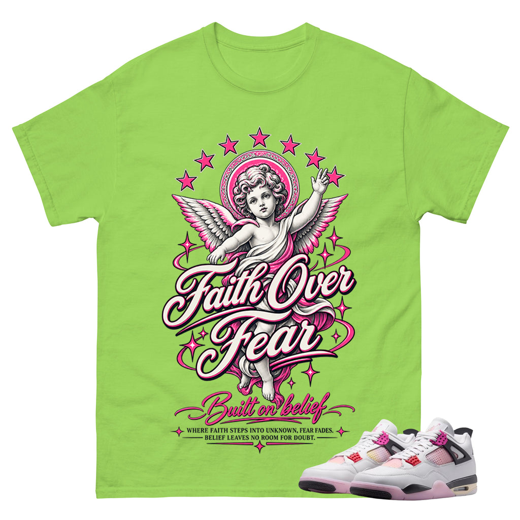 Faith Over Fear Shirt To Match Air Jordan 4 Comic Unisex Cotton Graphic Tee