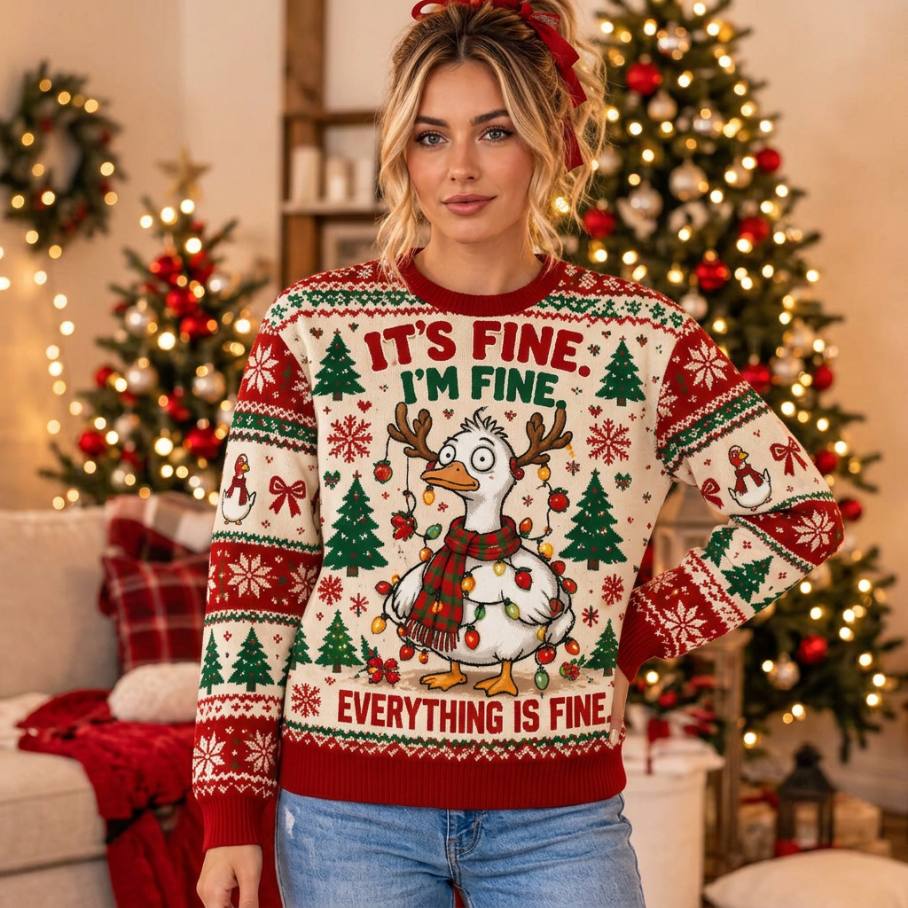 Female Christmas goose sweatshirt mockup