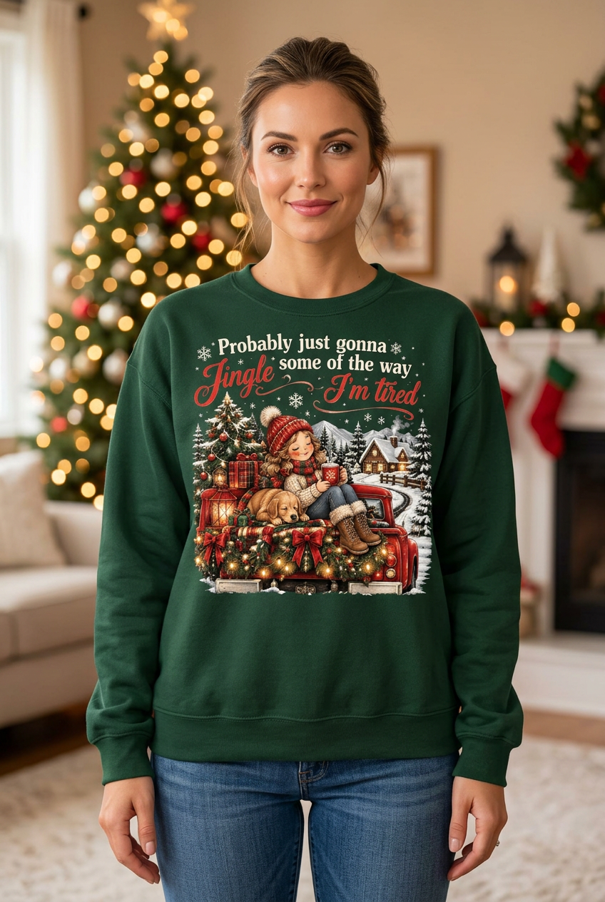 Female Christmas sweatshirt mockup