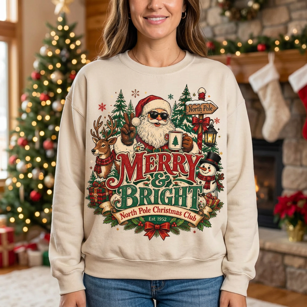 Female Merry & Bright sweatshirt mockup