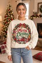 Female model Christmas sweatshirt mockup