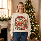 Female model Christmas sweatshirt mockup