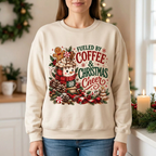 Female model wearing Fueled by Coffee and Christmas Cheer sweatshirt