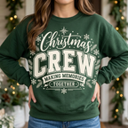 Female model wearing the Christmas Crew sweatshirt