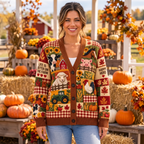 Female model wearing the farmhouse cardigan