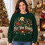 Female model wearing the Fly You Fools sweatshirt