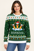 Female model wearing the Reinbeer sweater