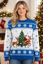 Female model wearing the sweater
