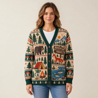 Female model wearing the wilderness camping cardigan