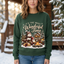 Female model wearing the winter cabin sweatshirt