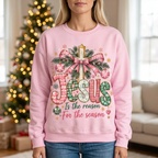 Female pink Jesus Christmas sweatshirt mockup