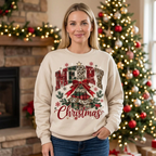 Female plaid and leopard Christmas tree sweatshirt mockup