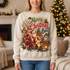 Female Santa sleigh Christmas sweatshirt mockup