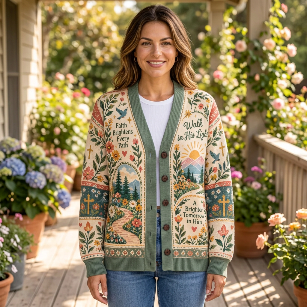Female US-market cardigan mockup