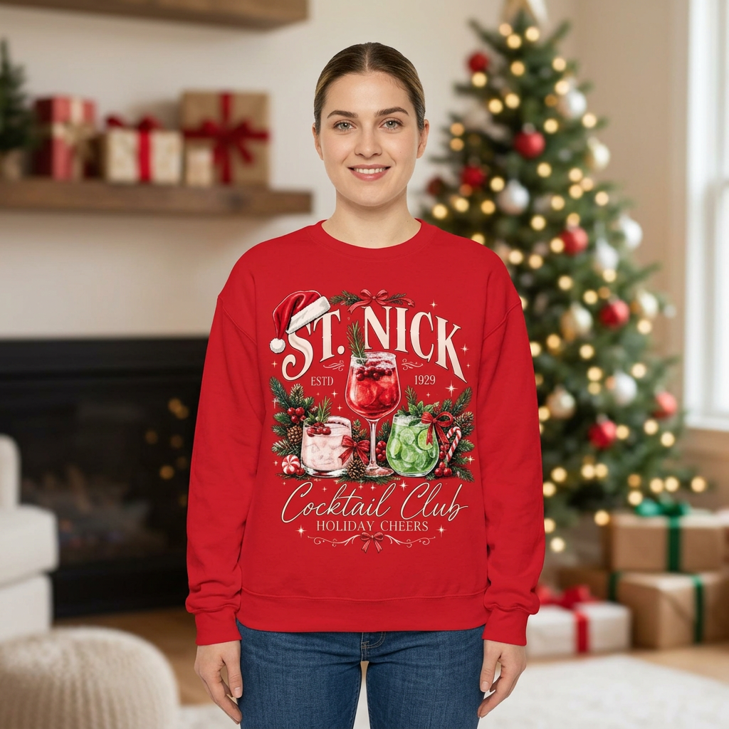 Female US-market St. Nick sweatshirt mockup