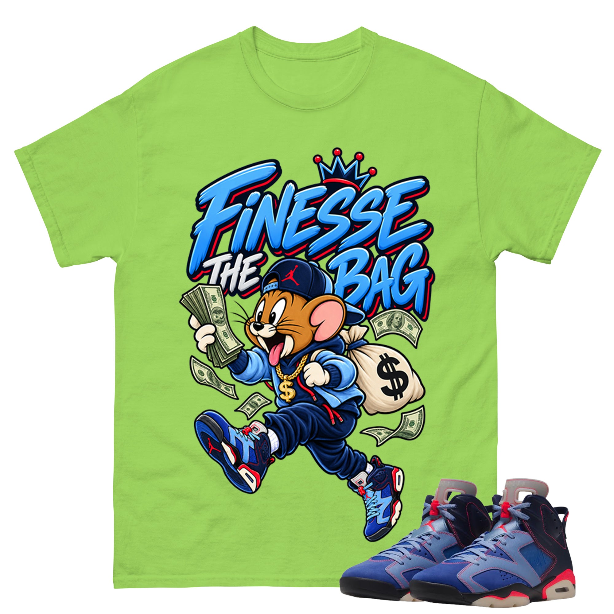 Finesse The Bag Shirt To Match Air Jordan 6 x Awake NY Midnight Navy Unisex Cotton Graphic Tee