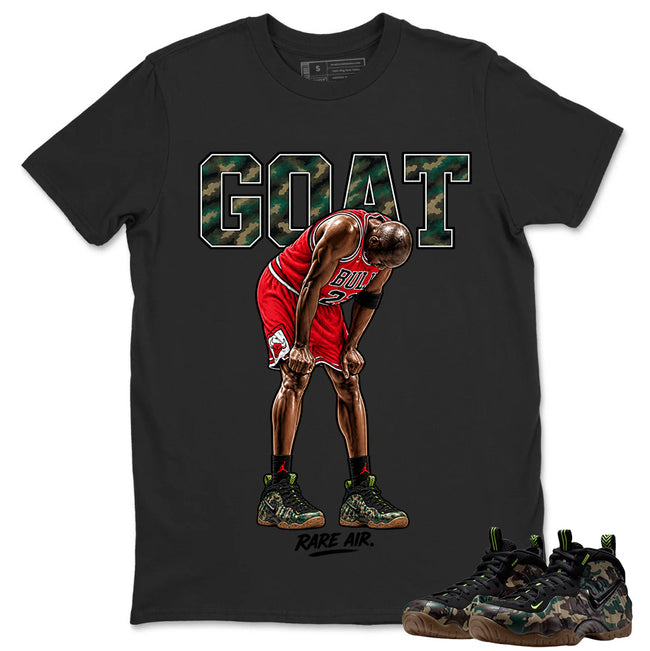 Goat Rare Air Shirt To Match Air Foamposite Pro Black Camo Unisex Cotton Graphic Tee Hover Image