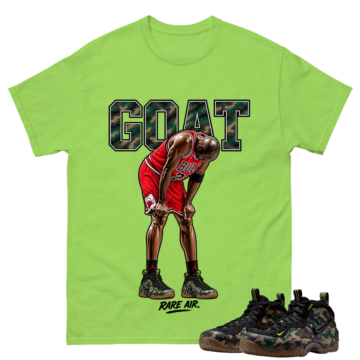 Goat Rare Air Shirt To Match Air Foamposite Pro Black Camo Unisex Cotton Graphic Tee