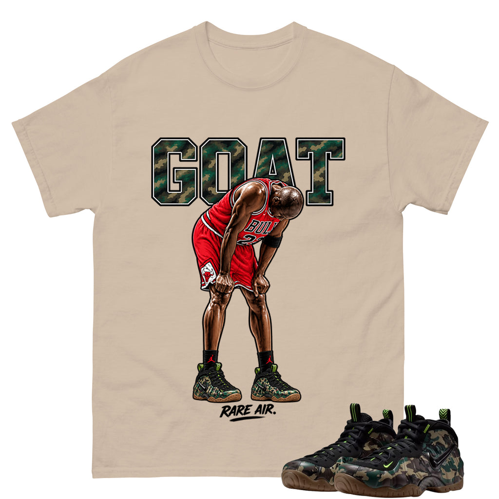 Goat Rare Air Shirt To Match Air Foamposite Pro Black Camo Unisex Cotton Graphic Tee