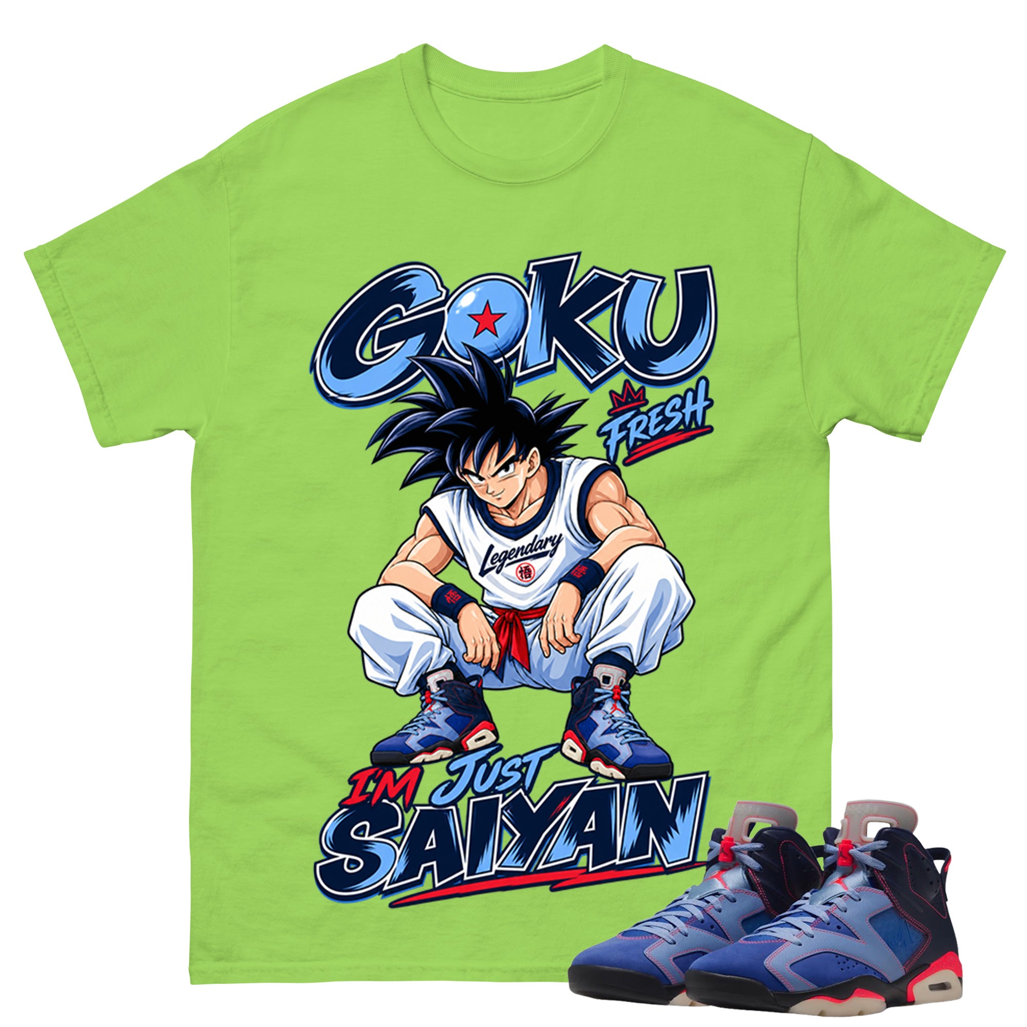 I'm Just Saiyan Shirt To Match Air Jordan 6 x Awake NY Midnight Navy Unisex Cotton Graphic Tee