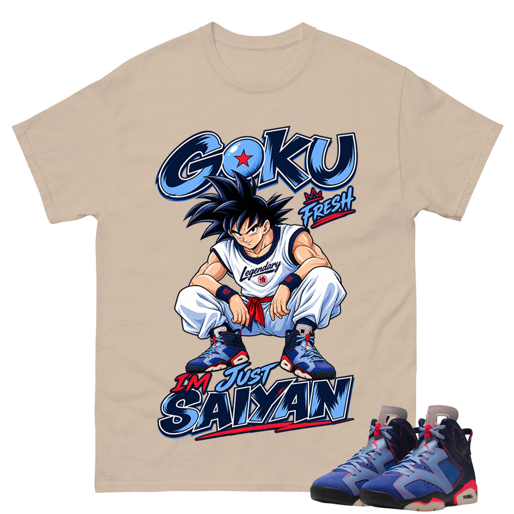 I'm Just Saiyan Shirt To Match Air Jordan 6 x Awake NY Midnight Navy Unisex Cotton Graphic Tee