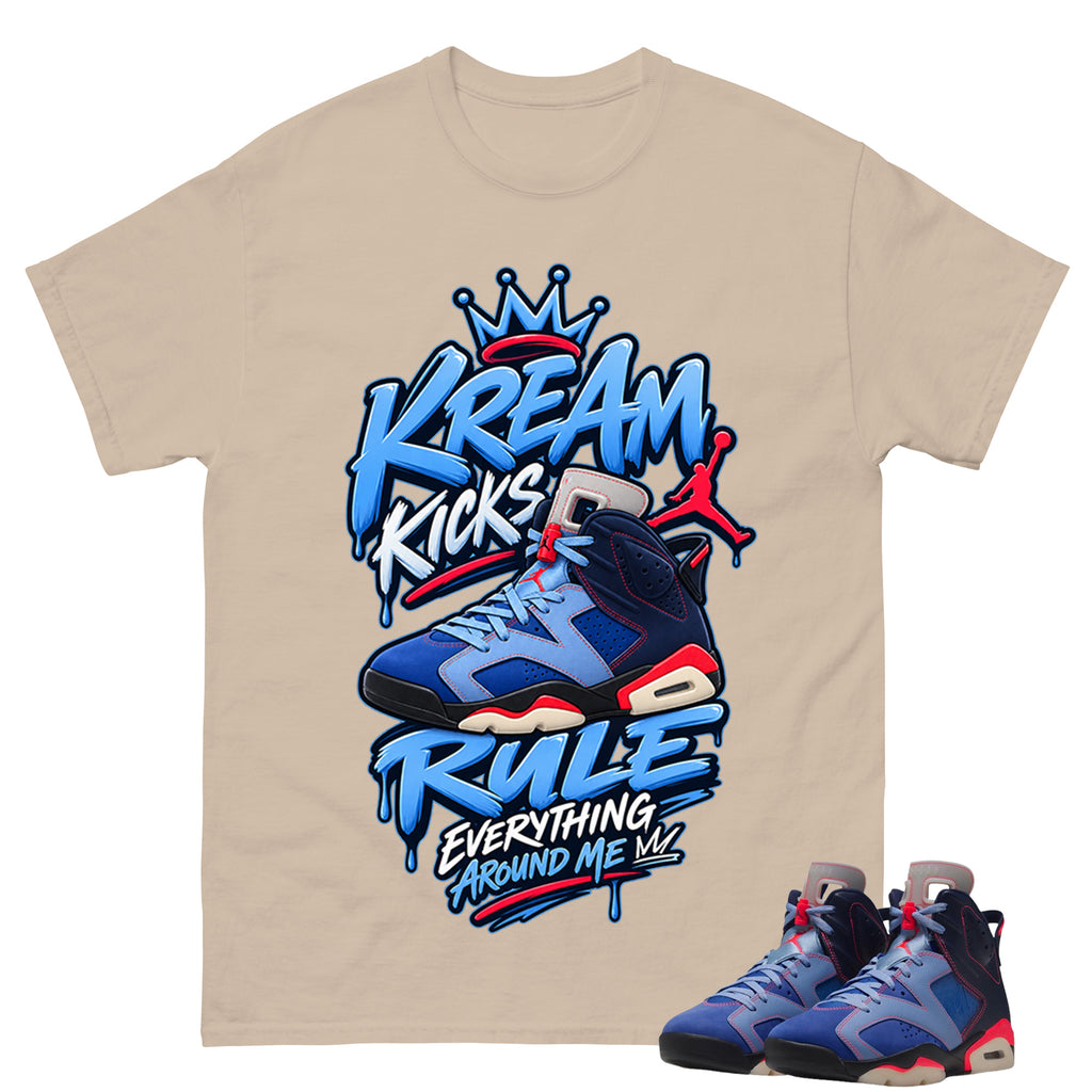 Kream Kicks Shirt To Match Air Jordan 6 x Awake NY Midnight Navy Unisex Cotton Graphic Tee