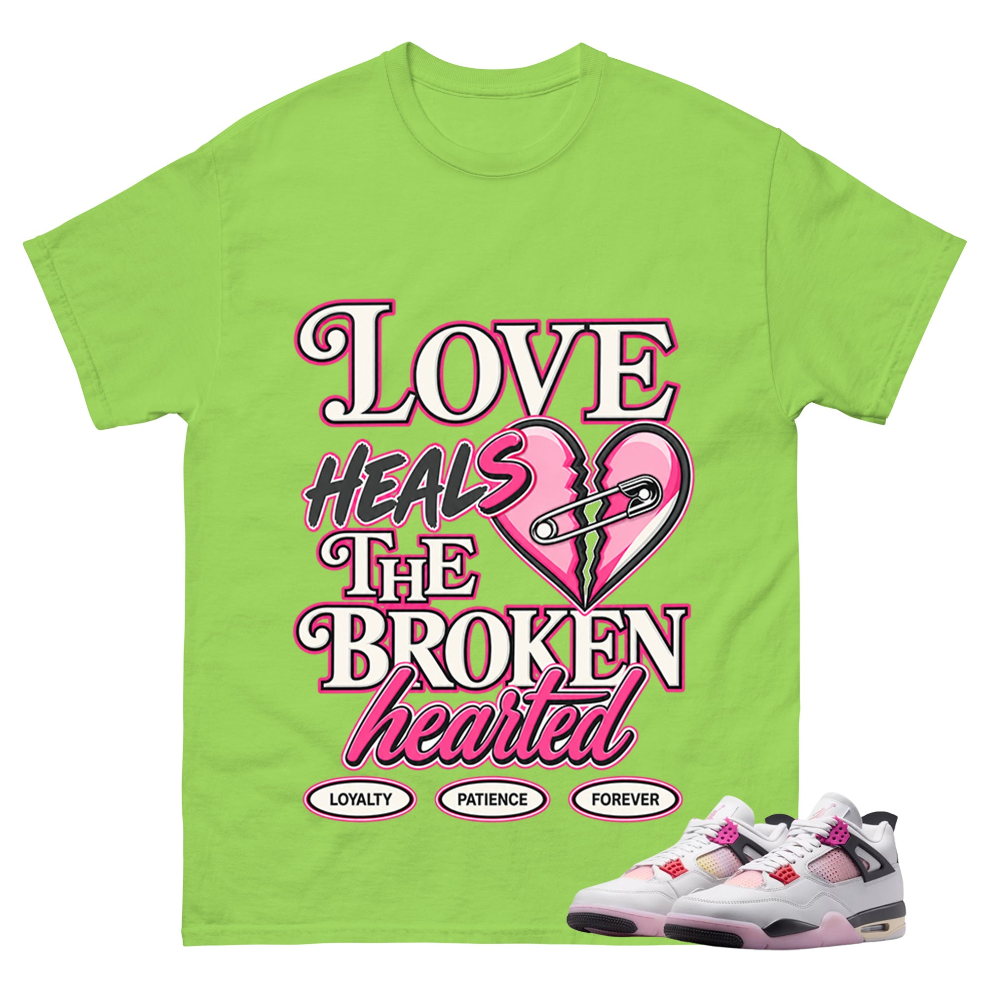 Love Heals Broken Heart Shirt To Match Air Jordan 4 Comic Unisex Cotton Graphic Tee