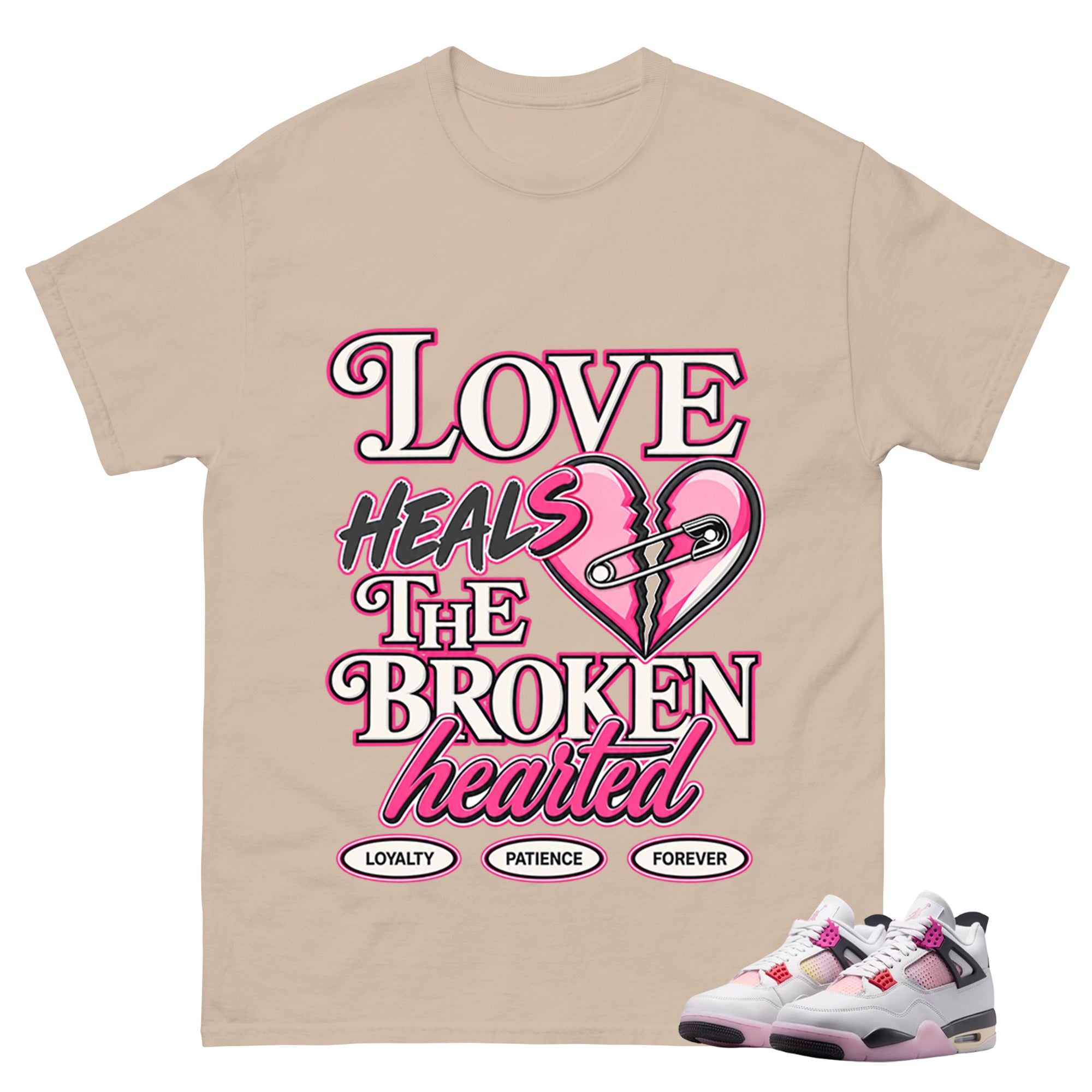 Love Heals Broken Heart Shirt To Match Air Jordan 4 Comic Unisex Cotton Graphic Tee