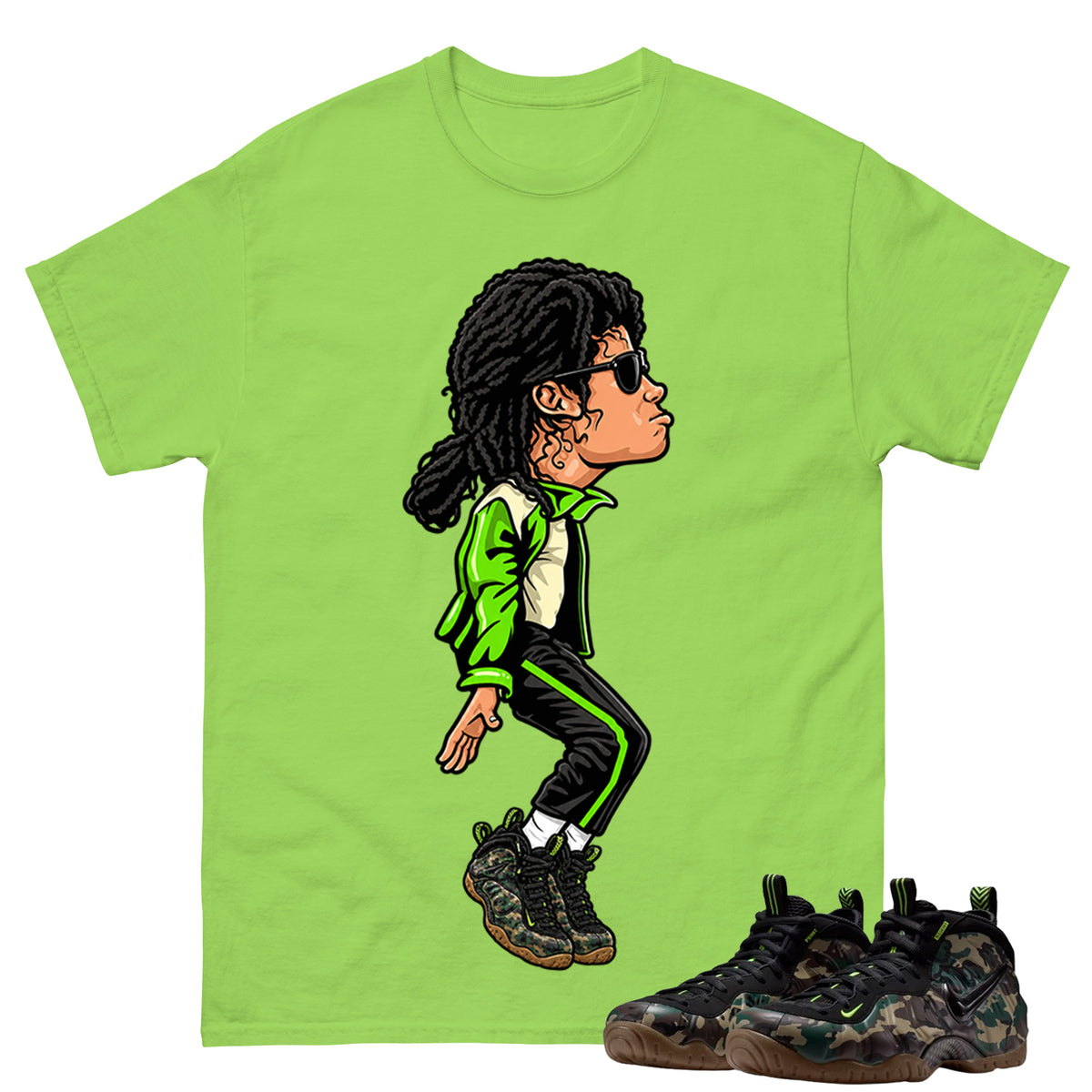 M.Jackson Tiptoe Shirt To Match Air Foamposite Pro Black Camo Unisex Cotton Graphic Tee