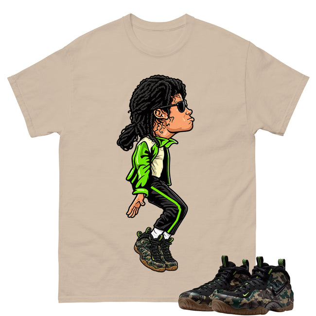 M.Jackson Tiptoe Shirt To Match Air Foamposite Pro Black Camo Unisex Cotton Graphic Tee Main Image