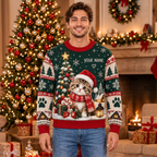 Male Christmas cat sweater mockup