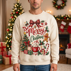 Male gingerbread and cocoa Christmas sweatshirt mockup