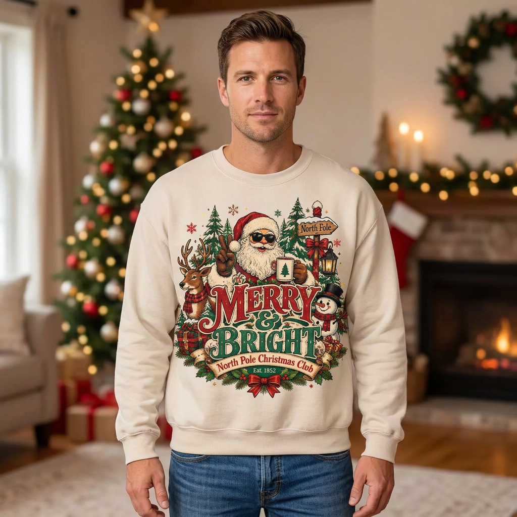 Male Merry & Bright sweatshirt mockup