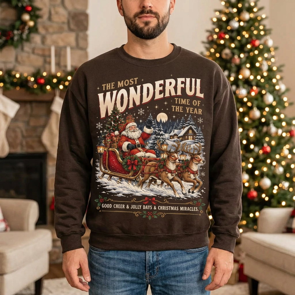 Male model Christmas sweatshirt mockup