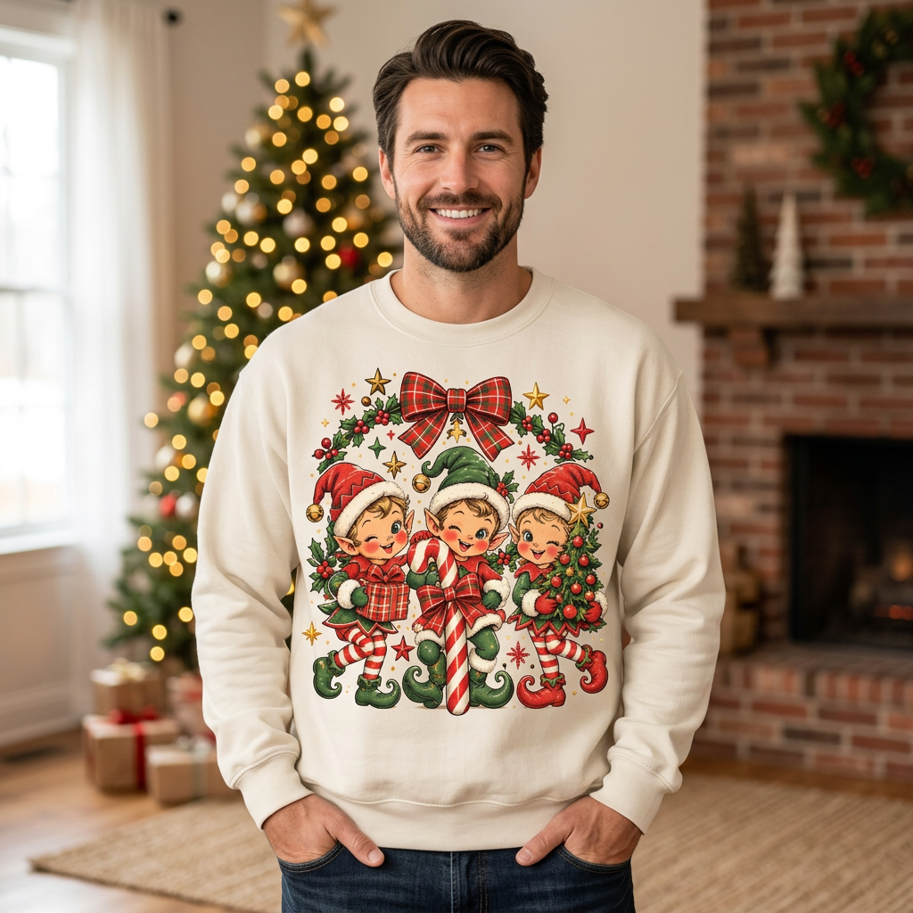 Male model Christmas sweatshirt mockup