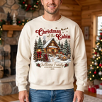Male model wearing Christmas at the Cabin sweatshirt