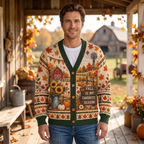 Male model wearing the autumn cardigan