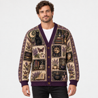 Male model wearing the Autumn Witchy cardigan