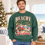 Male model wearing the Beachy Christmas sweatshirt