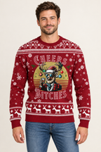Male model wearing the Cheers Bitches sweater