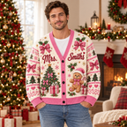 Male model wearing the Christmas cardigan