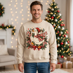 Male model wearing the Christmas goose sweatshirt